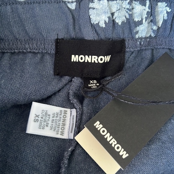 MONROW sweatpants palm tree hawaïen print teal elastic waist - Picture 5 of 5